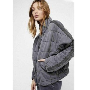 Free People Grey Dolman Quilted Jacket